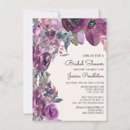 Elegant Lila Plum Paars Floral Vrijgezellenfeest Kaart