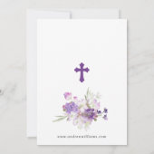 Elegant Lila Purple Flowers Baptism Invitation Kaart (Achterkant)