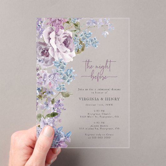 Elegant Lila repetitiediner Acryl Uitnodigingen (Insitu (Draagbaar))