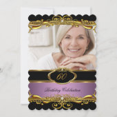 Elegant Lila Roze Black Gold 60e verjaardag Kaart (Voorkant)