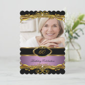 Elegant Lila Roze Black Gold 60e verjaardag Kaart (Staand voorkant)
