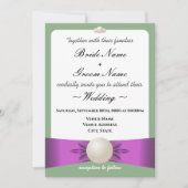 Elegant Lila & Sage Pearl Lint Foto Bruiloft Kaart (Voorkant)