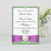 Elegant Lila & Sage Pearl Lint Foto Bruiloft Kaart (Staand voorkant)