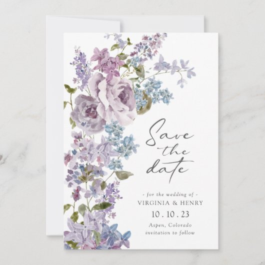 Elegant Lila Save the Date (Voorkant)