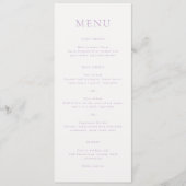 Elegant Lila Schrift Monogram Huwelijk Menu (Voorkant)