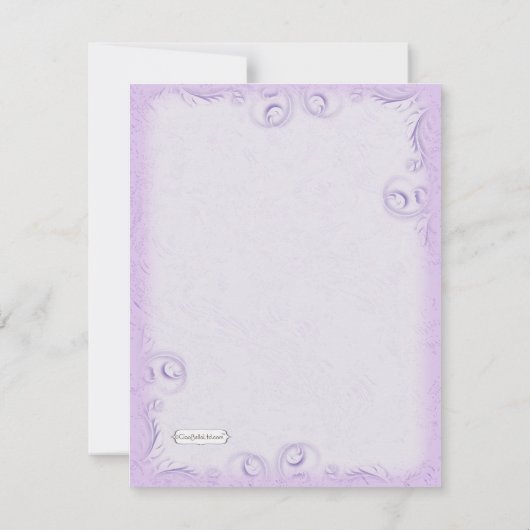 Elegant Lila Scrollwork Formele bruiloft uitnodige Kaart (Achterkant)