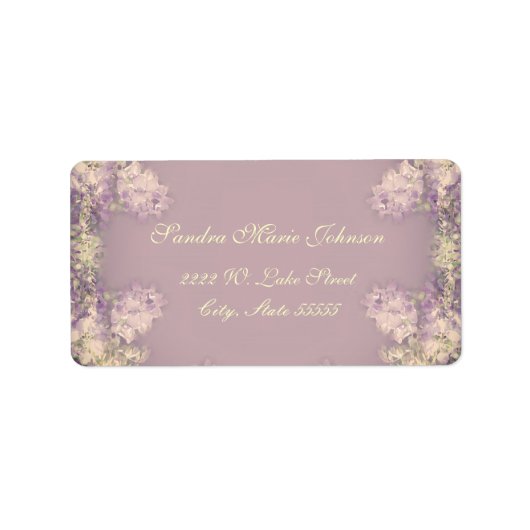 Elegant Lila Shabby Chic Floral Address Label (Voorkant)