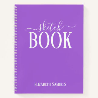 Elegant lila Sketch Book with name gift for her Notitieboek