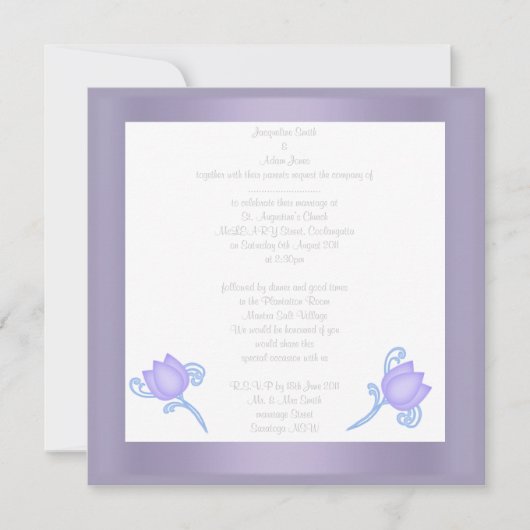 ELEGANT LILA TULIP WEDDING INVITATION KAART (Voorkant)