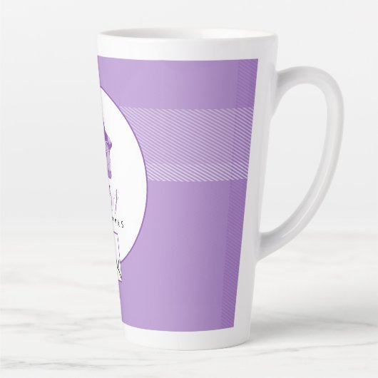 Elegant Lila Violet Tartan Monogram Latte Mok (Rechts)