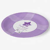 Elegant Lila Violet Tartan Monogram Papieren Bordje (Gekanteld)