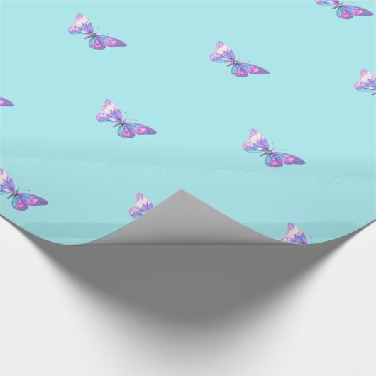 Elegant Lila vlinderwikkelpapier Aqua Cadeaupapier (Hoek)