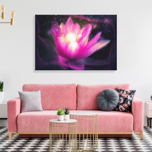 Elegant Lila water Lily Lotus-ventilator op Paars Canvas Afdruk (Insitu (Woonkamer))