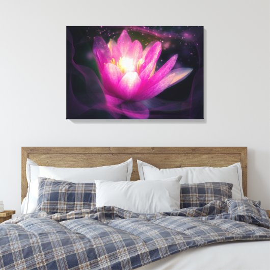 Elegant Lila water Lily Lotus-ventilator op Paars Canvas Afdruk (Insitu (Slaapkamer))