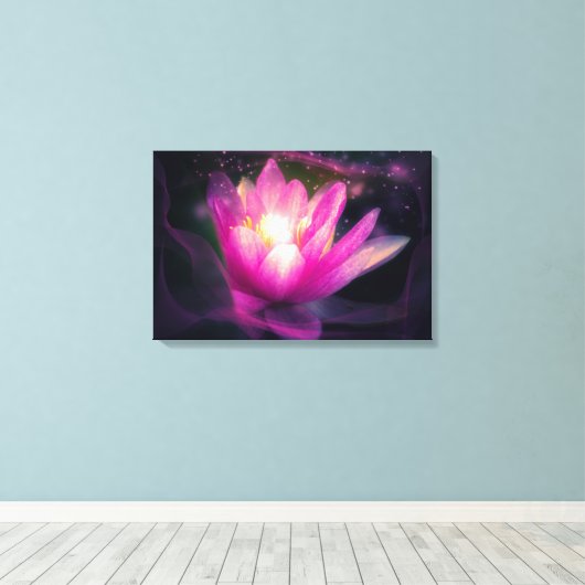 Elegant Lila water Lily Lotus-ventilator op Paars Canvas Afdruk (Insitu (Houten vloer))