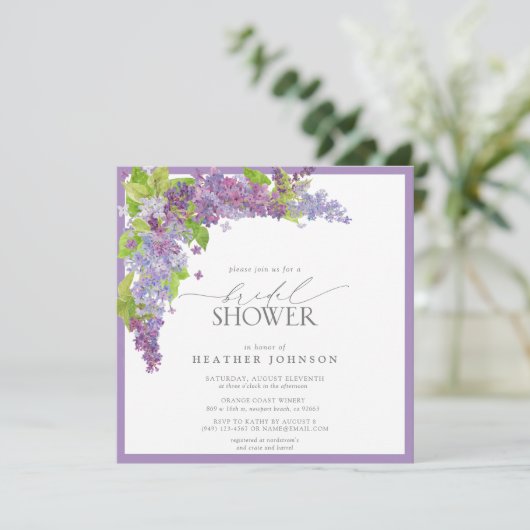 Elegant Lila Waterverf Floral Vrijgezellenfeest In Kaart (Staand voorkant)