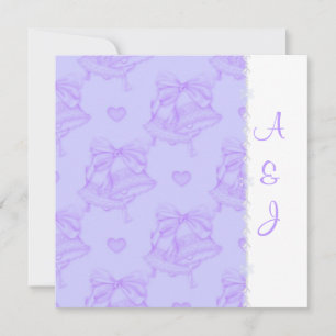 ELEGANT LILA WEDDING BELLS INVITATION SQUARE KAART