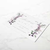 Elegant Lila wilde bloemen die de datum bewaren Folie Uitnodiging (Gedraaid)