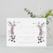 Elegant Lila wilde bloemen die de datum bewaren Folie Uitnodiging (Staand Voorkant)