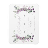 Elegant Lila wilde bloemen die de datum bewaren Magneet (Verticaal)