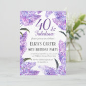 Elegant Lilac 40th Forty Wildflower Birthday Kaart (Staand voorkant)