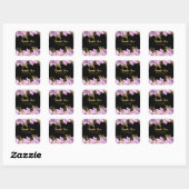 Elegant Lilac and Gold Flowers Birthday Party Vierkante Sticker (Vel)