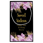 Elegant Lilac and Gold Flowers Sweet Sixteen Klein Cadeauzakje (Achterkant)