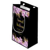 Elegant Lilac and Gold Flowers Sweet Sixteen Klein Cadeauzakje (Achterkant Gekanteld)