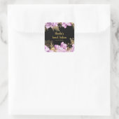 Elegant Lilac and Gold Flowers Sweet Sixteen Vierkante Sticker (Tas)