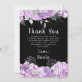 Elegant Lilac and Silver Flowers Birthday Party Bedankkaart (Voorkant)