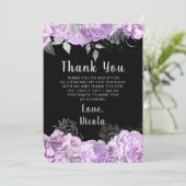 Elegant Lilac and Silver Flowers Birthday Party Bedankkaart (Staand voorkant)