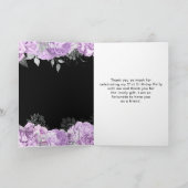 Elegant Lilac and Silver Flowers Birthday Party Bedankkaart (Binnen)