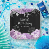 Elegant Lilac and Silver Flowers Birthday Party  Papieren Bordje (Feest)