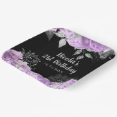 Elegant Lilac and Silver Flowers Birthday Party  Papieren Bordje (Gebogen)