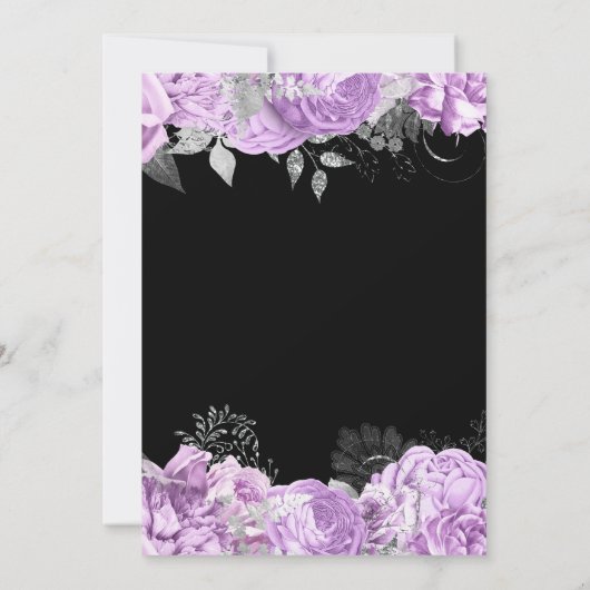 Elegant Lilac and Silver Flowers Sweet Sixteen Kaart (Achterkant)
