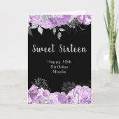 Elegant Lilac and Silver Flowers Sweet Sixteen Kaart (Voorkant)