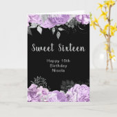 Elegant Lilac and Silver Flowers Sweet Sixteen Kaart (Gele Bloem)