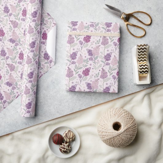 Elegant Lilac Bloom & Lavender Floral   Cadeaupapier (Crafts)