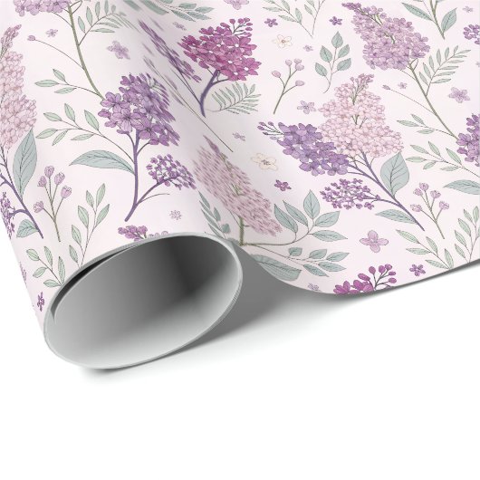 Elegant Lilac Bloom & Lavender Floral   Cadeaupapier (Rol Hoek)