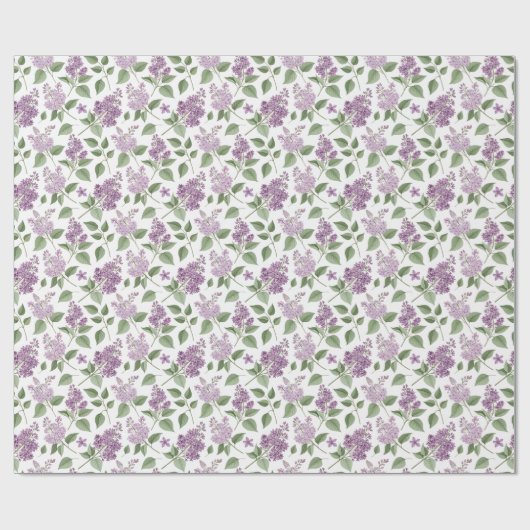 Elegant Lilac Floral Pattern Cadeaupapier (Vlak)