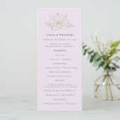 Elegant Lilac Gold Floral Wedding Program (Staand voorkant)