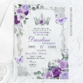 Elegant Lilac Purple Crown Quinceanera Acryl Uitnodigingen