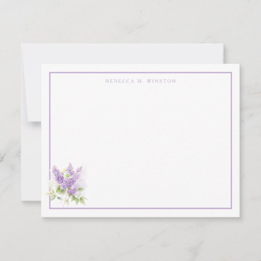 Elegant Lilac Purple Greenery Personalized  Notitiekaartje (Voorkant)