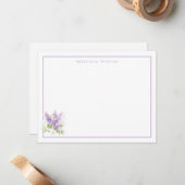 Elegant Lilac Purple Greenery Personalized  Notitiekaartje (Voorkant / Achterkant in situ)
