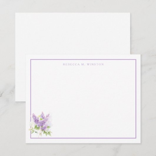 Elegant Lilac Purple Greenery Personalized Notitiekaartje (Voorkant / Achterkant)