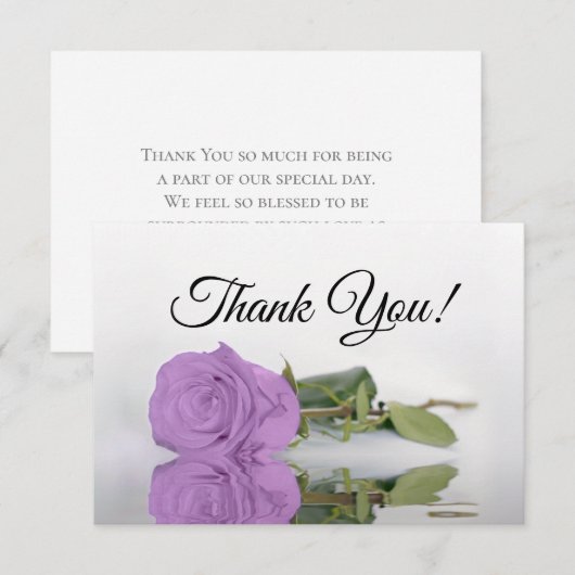 Elegant Lilac Purple Mirrored Rose Simple Wedding Bedankkaart (Voorkant / Achterkant)
