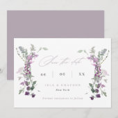 Elegant Lilac Wildflowers Wedding Save The Date (Voorkant / Achterkant)