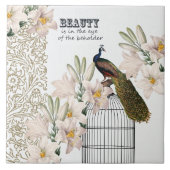 Elegant Lilies Peacock Tegeltje (Voorkant)