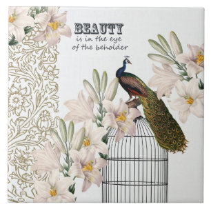 Elegant Lilies Peacock Tegeltje