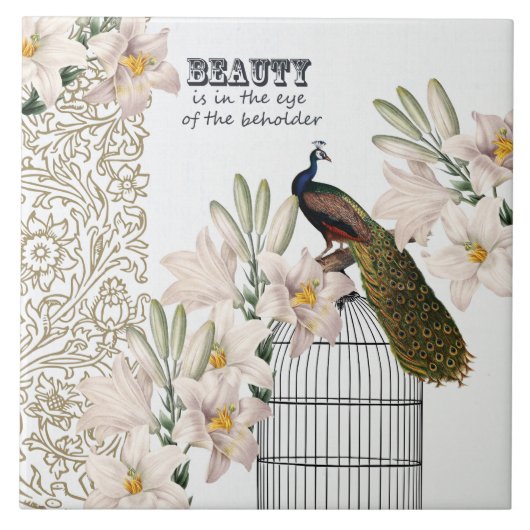 Elegant Lilies Peacock Tegeltje (Voorkant)